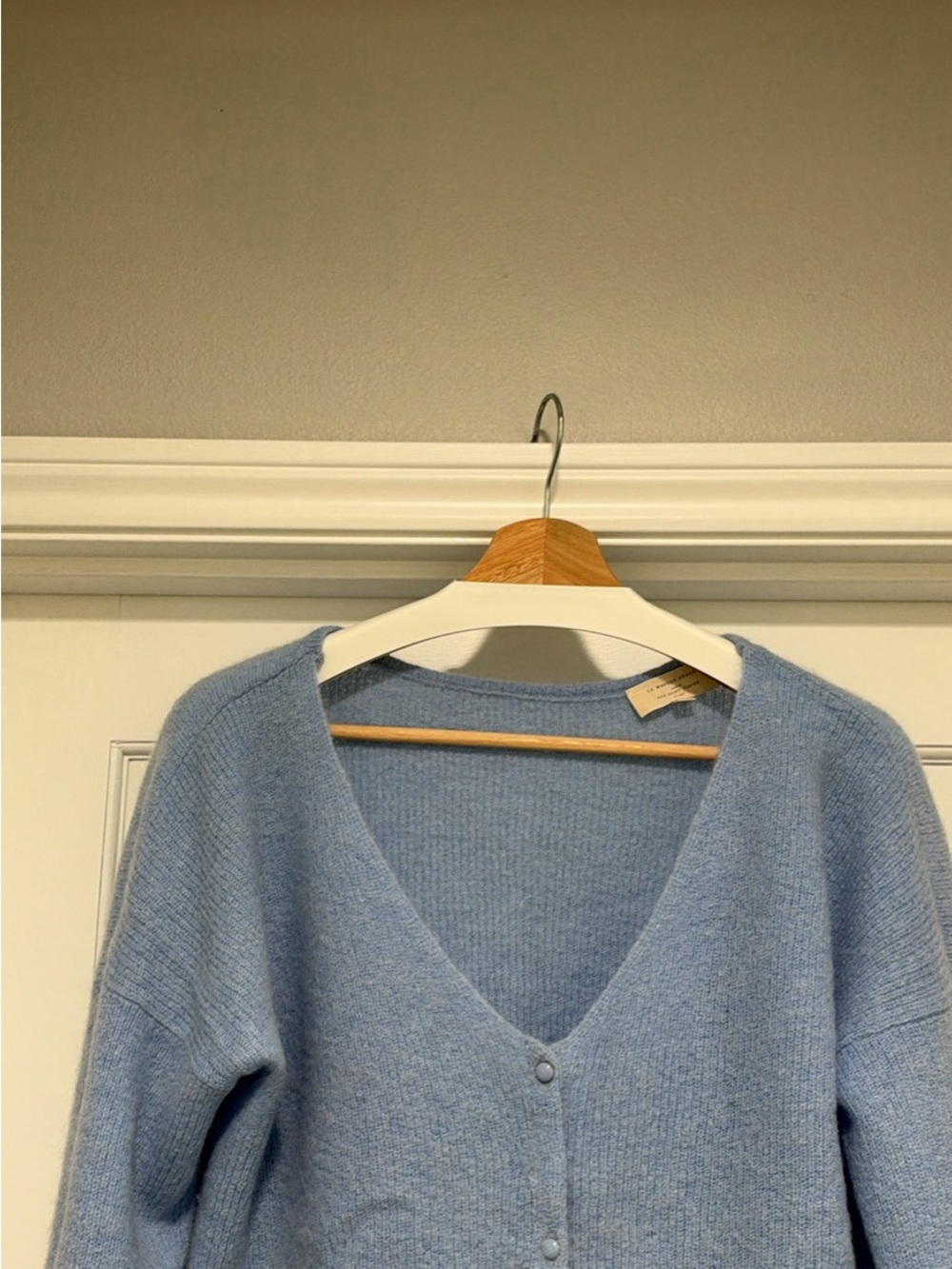Soft Sky Blue V-Neck Button Cardigan Sweater